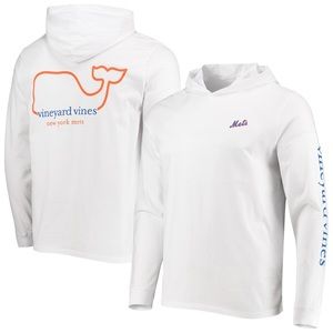 New York Mets Vineyard Vines Logo Hoodie Long Sleeve T-Shirt - White - Large